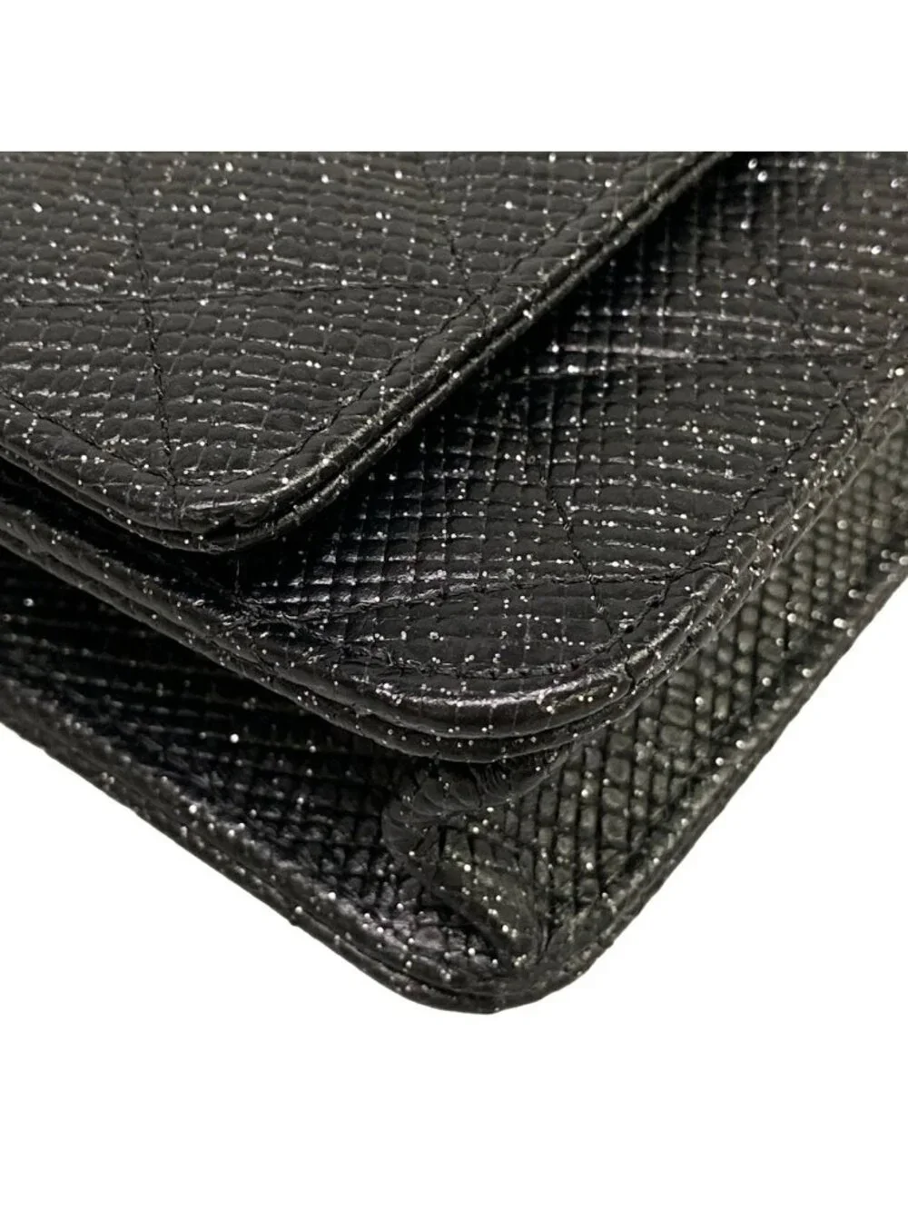Chanel Wallet Quilted Black Chain Leather Shoulder Bag